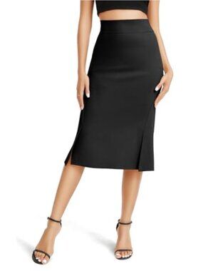 Women's Stretch Fishtail Pencil Skirt High Waist Bodycon Midi with Slit
